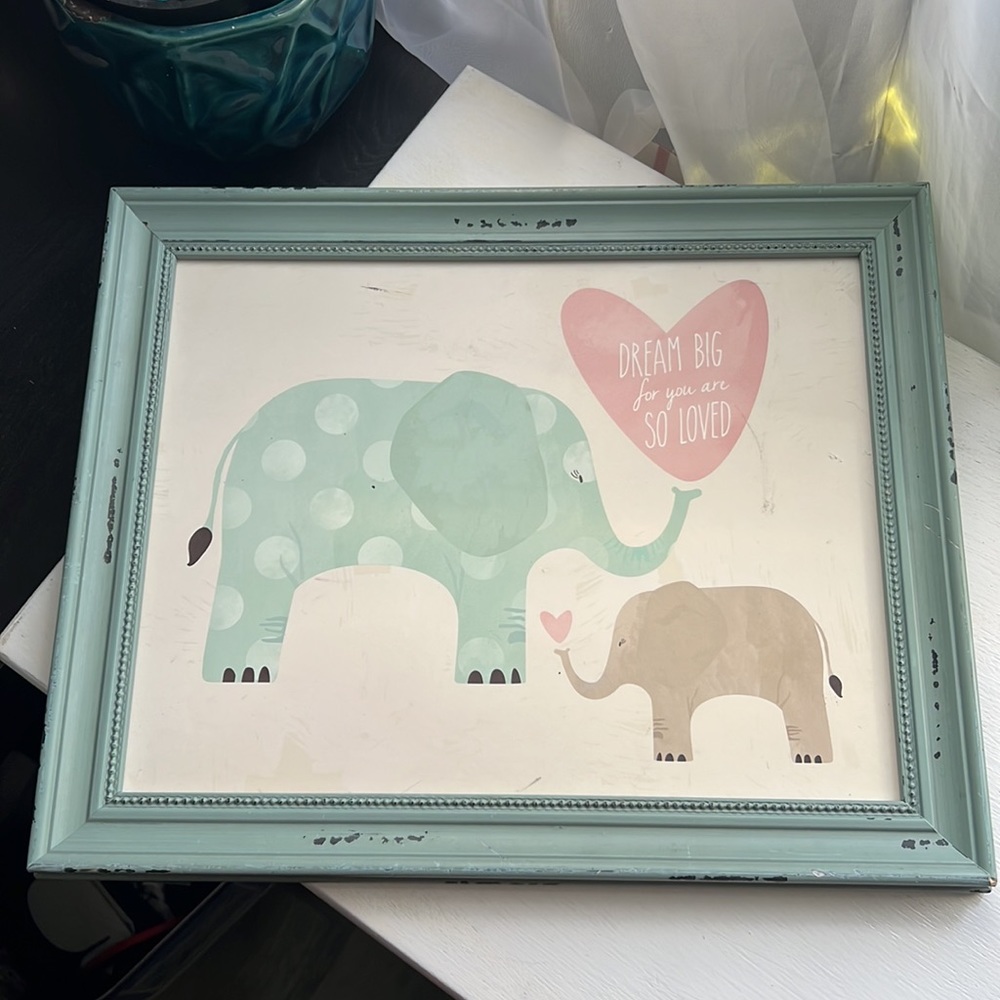 Home accents hobby lobby child bedroom wall art framed elephants ''dream big''